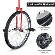 Yescom 24 In Wheel Outdoor Unicycle Adjustable Seat Anti-Skid Pedal Circus Bike for Adults Teenagers Kids, Red