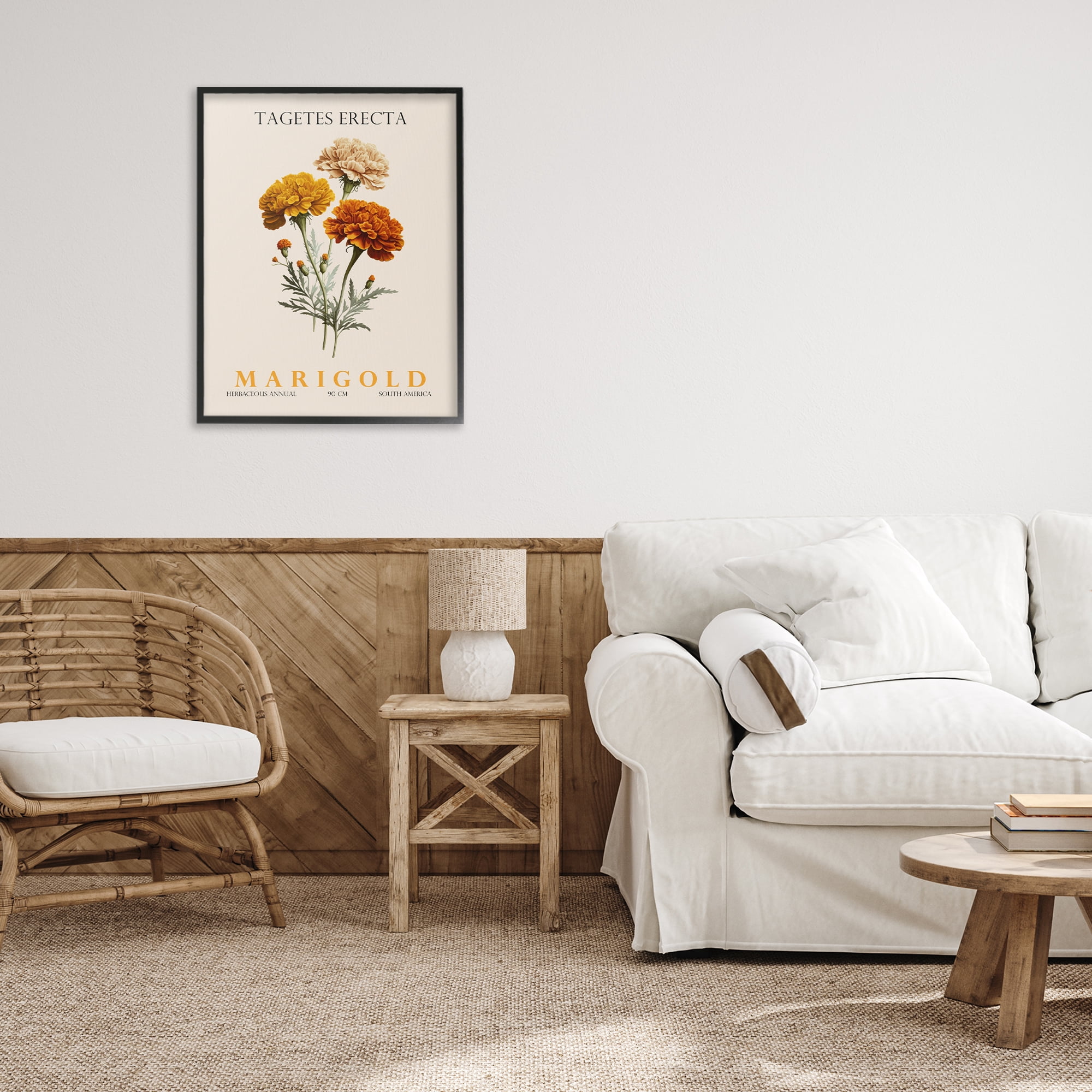 Stupell Industries Natural Marigold Bundle Black Framed Giclee Art, design by Christopher Giampietro