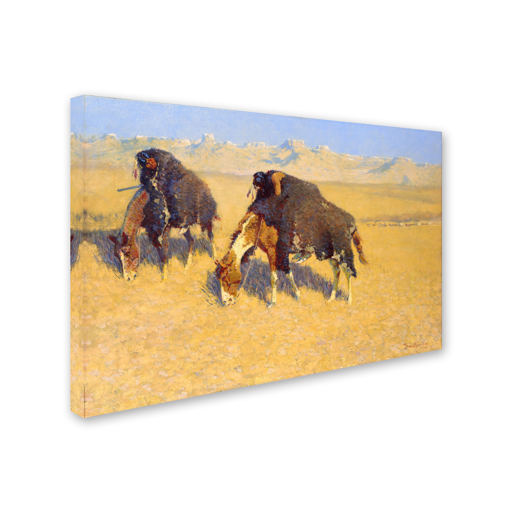 Trademark Fine Art 'Indians Simulating Buffalo' Canvas Art by Frederic Remington