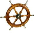 thumbnail image 5 of Nagina International Welcome Aboard Embedded Premium Handcrafted Nautical Pirate's Wall Decor Ship Wheel (16 Inches, Brass Handle), 5 of 6