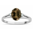 thumbnail image 2 of Star K � Oval 8x6 Genuine Smoky Quartz Split Shank Three Stone Engagement Promise Ring, 2 of 9