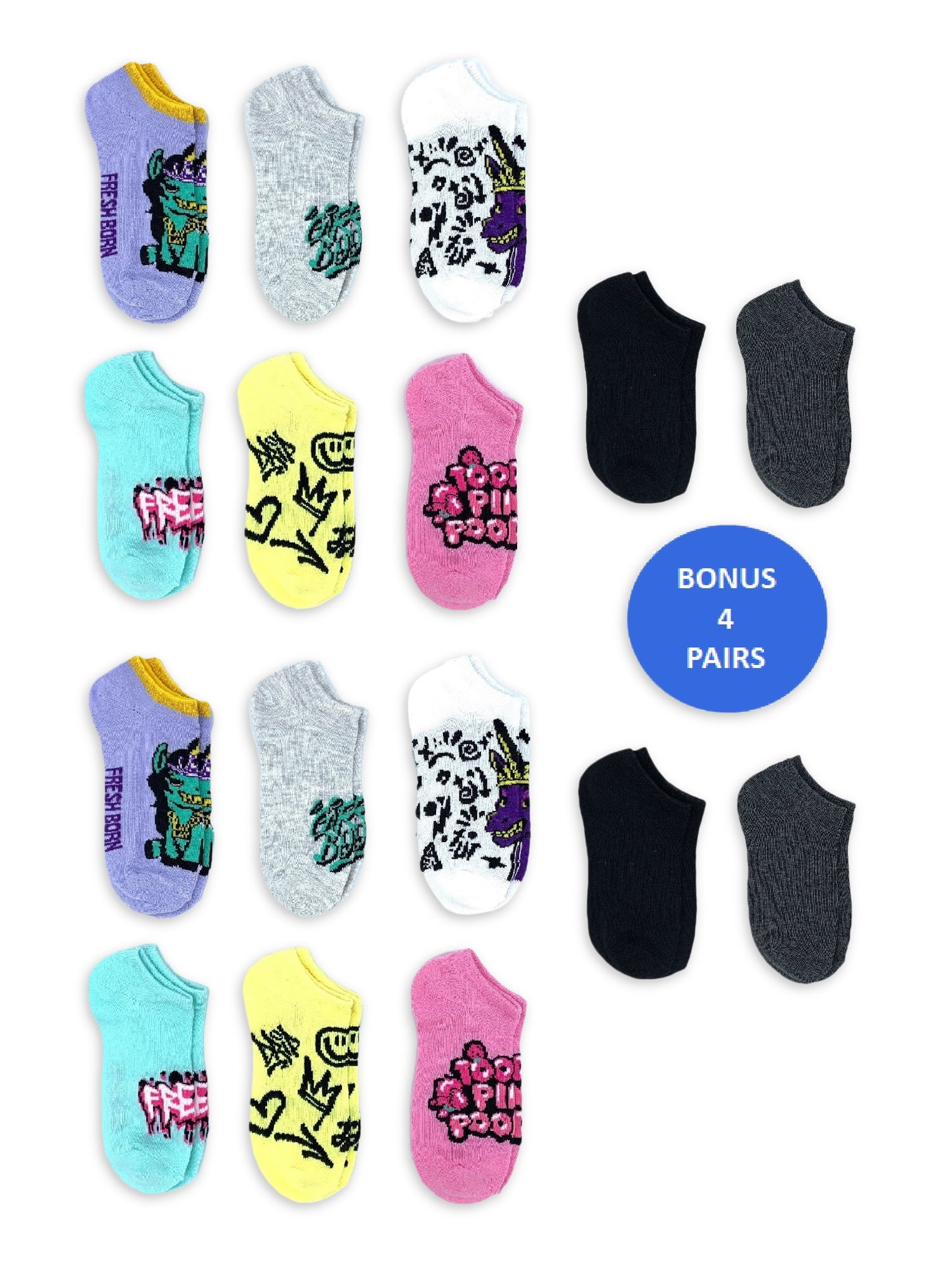 That Girl Lay Lay Girls No Show Socks, 16Pack, Sizes SL