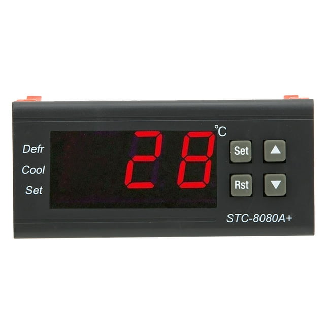 High-Performance ABS Digital Temperature Controller with Refrigeration, Defrost & Alarm Functions – STC 8080A+ Mini Design for Cold Storage/Refrigerated Trucks, 220VAC, -50°C to 99°C Range, ±1°C