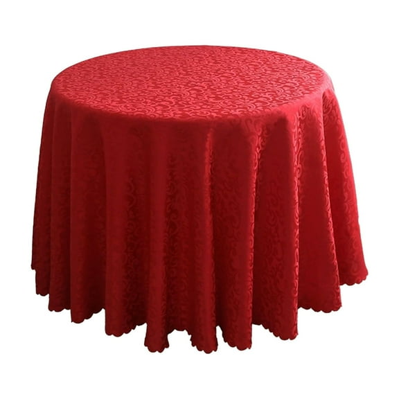 Ikohbadg Round Table Cloth Damask Design Waterproof Antiwrinkle Heavy Weight Soft Tablecloths for Circular Table Cover and Kitchen Dinning Tabletop for Banquet Wedding Party Home Decor 70 Inch Red