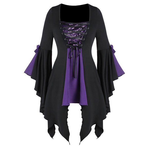 Gspmoly Casual Dresses for Women, Women Gothic Criss Sequined Insert Sleeve Dress Wedding Dresses for Women Weekly Deals