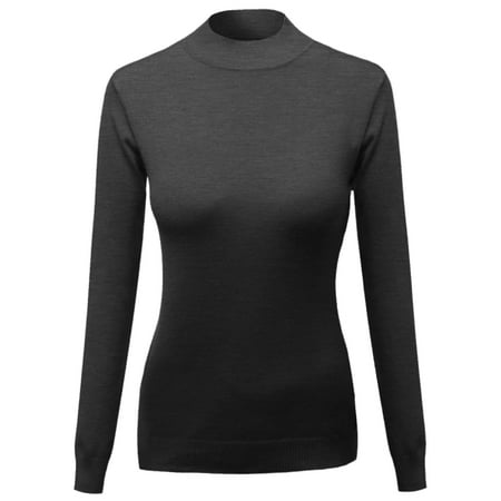Neck Kit - FashionOutfit Women's Silky Mock Turtle Neck Long Sleeve Knit Top Sweater