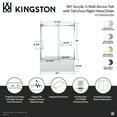 thumbnail image 5 of Kingston Brass KVTDE603122R8 60-Inch Acrylic Rectangular 3-Wall Alcove Tub Combo with Tub Door (Right Hand Drain) in White/Brushed Nickel, 5 of 9