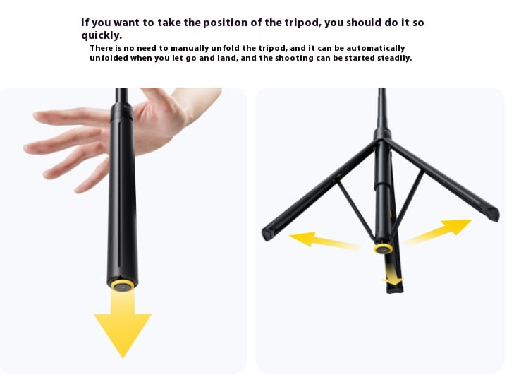 Quick Release Camera Tripod - Bigcan 1.1m Lightweight Travel Tripod Stand with 1/4" Mount, Stable Foldable Pole for Vlogging, Live Streaming, Outdoor Use