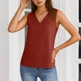 thumbnail image 6 of Felirenzacia Women's V Neck Tank Top, Butter Soft Solid Sleeveless Blouse with Pleated Back,Red,M, 6 of 7