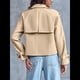 thumbnail image 4 of Chaqueta Gabardina Informal Holgada de Larga con Doble Botonadura y Solapa con Muescas para Mujer, con Bolsillos. Caqui XXL, 4 of 8