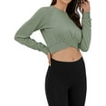 thumbnail image 2 of ADREAMLY Womens Crew Neck Activewear Tops Long Sleeve Workout Crop Tops Casual Loose T-Shirt, 2 of 6