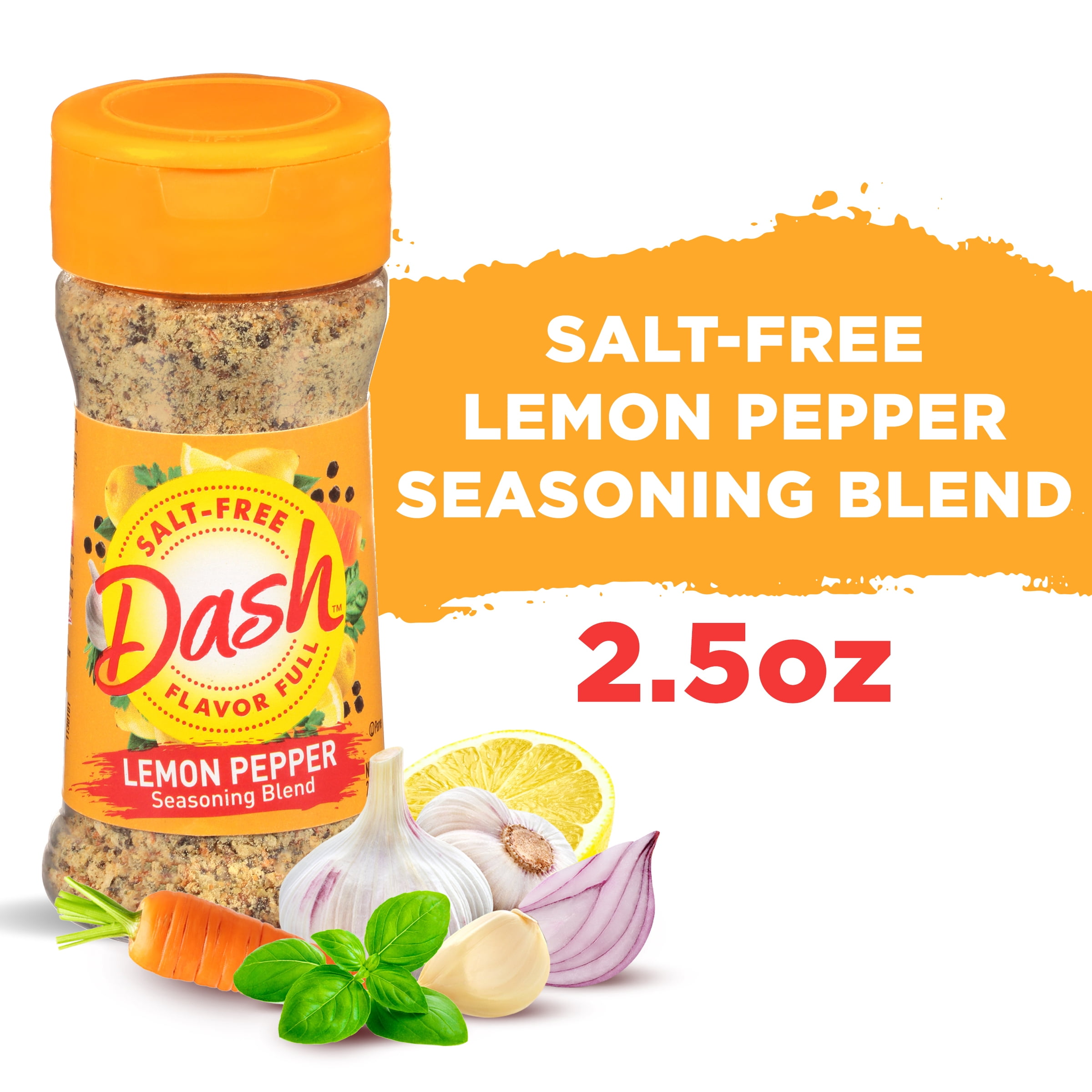 Dash Lemon Pepper Seasoning Blend, Salt-Free, Kosher, 2.5 oz