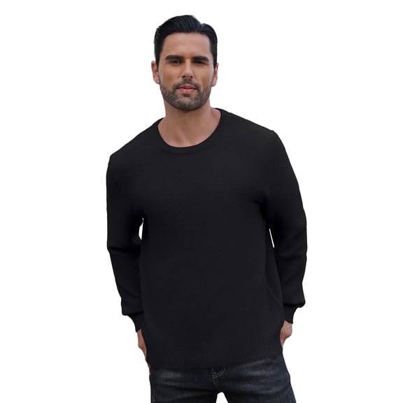 Iceglad Mens Pullover Sweater Soft Lightweight Casual Classic Crewneck Knitwear Sweaters with Ribbing Edge
