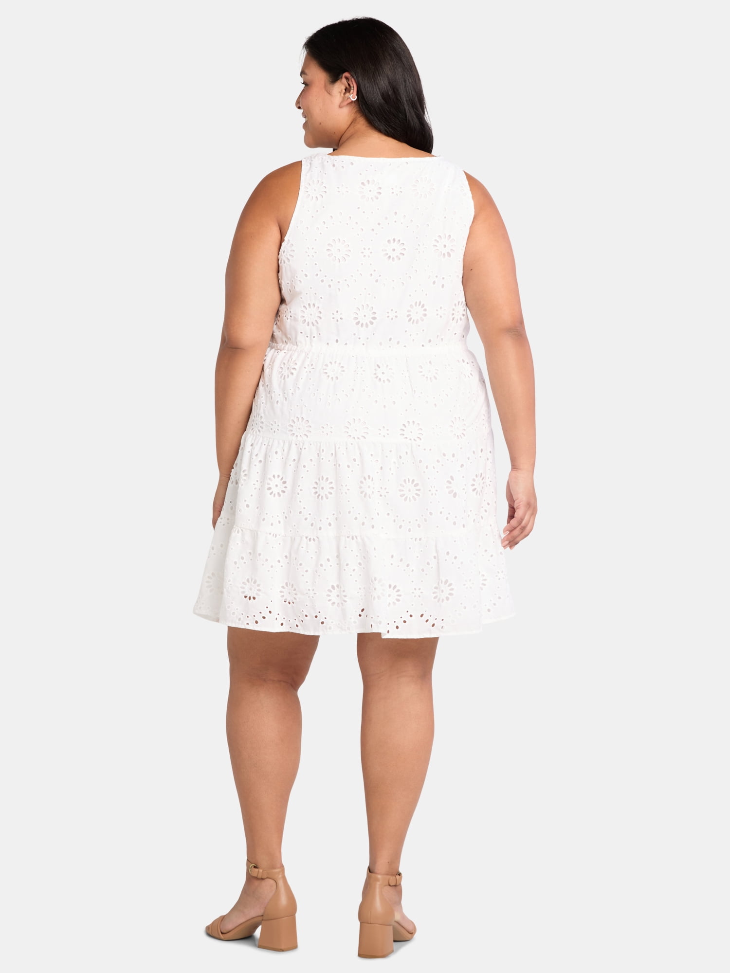 Time and Tru Women's Plus Sleeveless Eyelet Dress, Sizes 1X-4X
