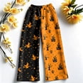 thumbnail image 5 of QWKLEAJ Halloween Pajama Pants Women Flannel Lounge Sleepwear Loose Elastic Waist Long Trousers Festive Party Home Wear Printed Bottom Novelty Holiday Pumpkin Ghost Bat Cat Pajamas, 5 of 6