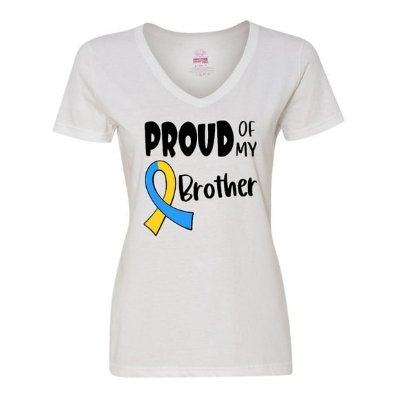 Inktastic Proud of my Brother Down Syndrome Awareness Women's V-Neck T-Shirt