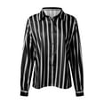 thumbnail image 5 of YDFCWXW Button Down Shirts for Women Striped Long Sleeve Dress Shirts Collared Office Work Blouses Button Up Tops Black, M, 5 of 5