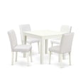 thumbnail image 2 of East West Furniture Oxford 5-piece Wood Dining Set with Leather Seat in White, 2 of 6