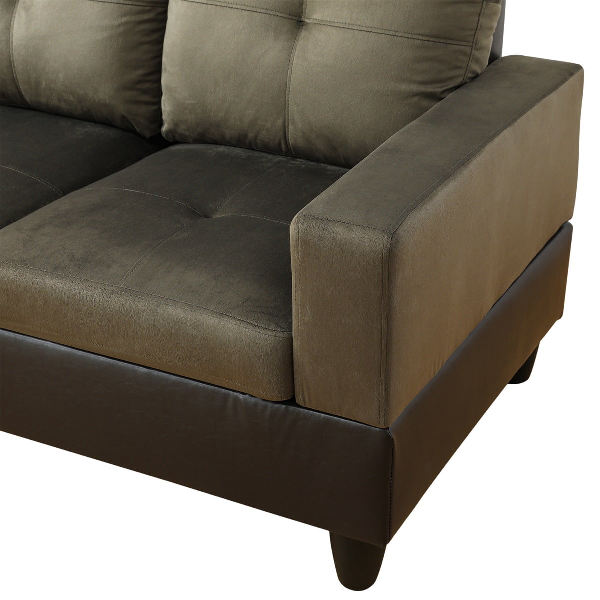 Hommoo Flannel and PVC Sectional Sofa, L Shaped Couch and Sofa Set, Modern Living Room Furniture Sets,Taupe(No Ottomans)