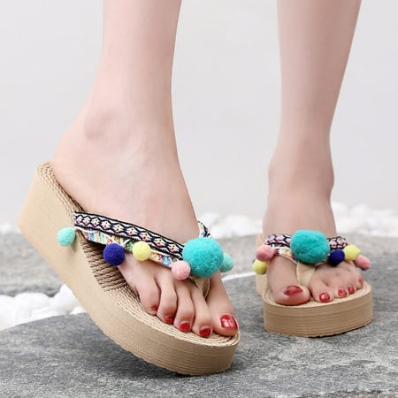 

NECHOLOGY Pug Slippers for Women Fashion Summer Women Slippers Thick Soled Wedge Heel Light Embroidered Scuff Sis Slippers Women Sky Blue 7