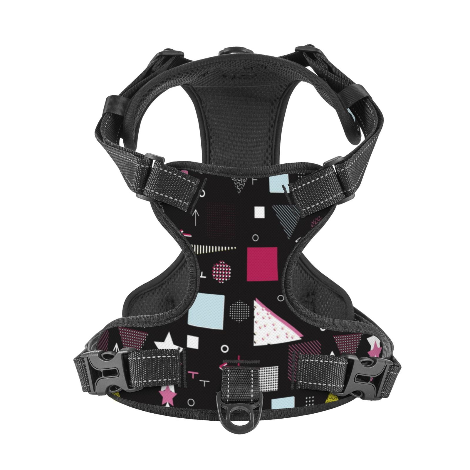 Kdxio Colorful Geometry Print No Pull Dog Harness Adjustable Reflective Oxford Easy Control Medium Large Dog Harness for Training and Everyday-Small