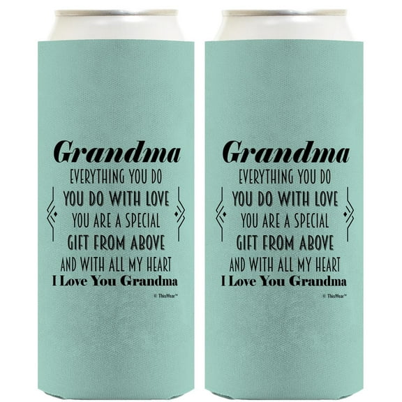 Gifts For Grandma You Are A Gift From Above Poem 2-Pack Ultra Slim Can Thermocoolers