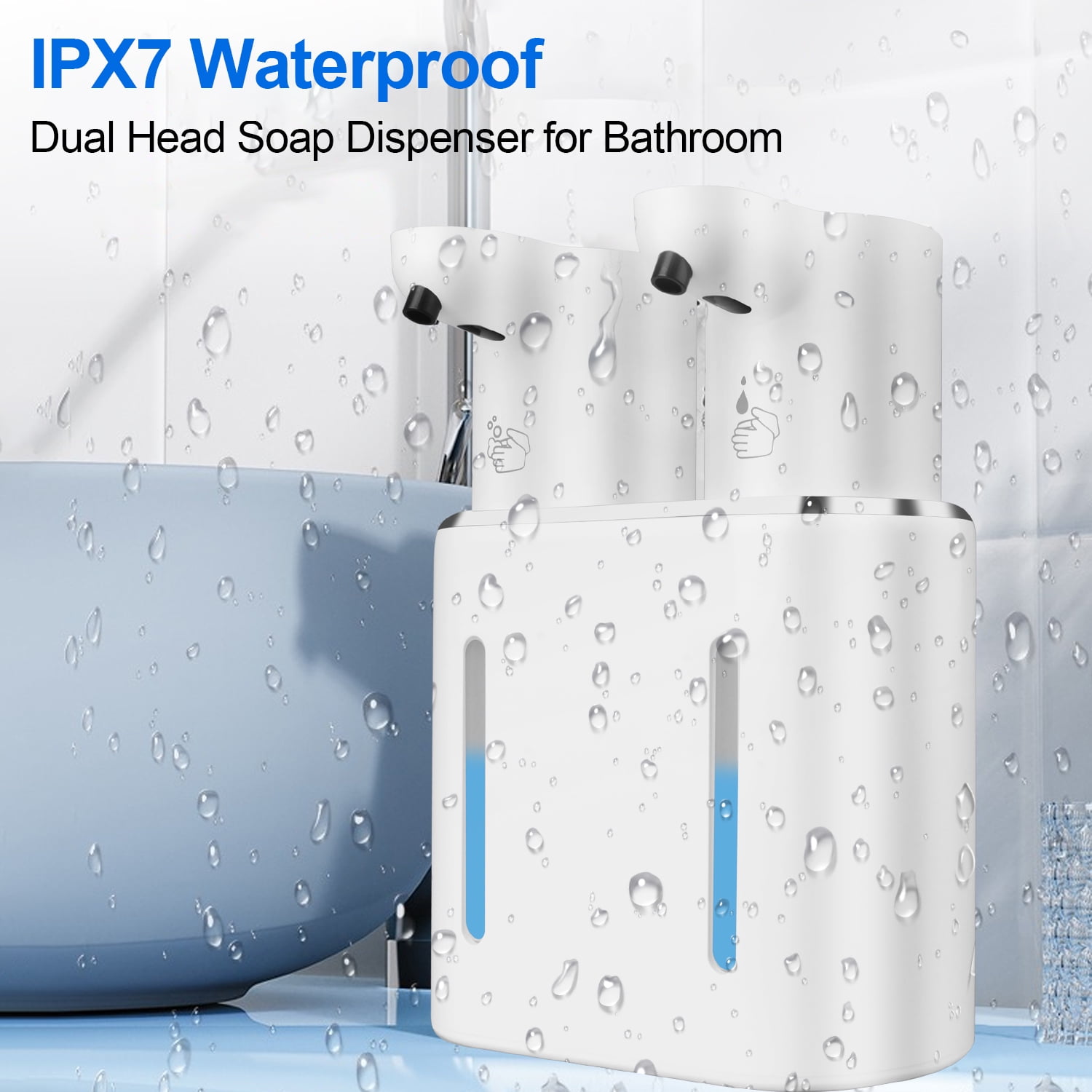 Automatic Soap Dispenser Touchless Wall Mounted,AILKIN 27oz/800ml 4 Gears Adjustable Waterproof Rechargeable Dual Head Foaming Dish Foam Soap Dispenser for Bathroom,Countertop,Sink,Kitchen（Foam)