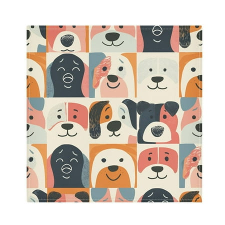 

JSTEL Cute Dog Print Cloth Napkins Set of 6 20x20 Inch Washable and Reusable Napkin for Decoupage Dinner Party Everyday Use