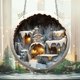 thumbnail image 5 of Round Acrylic Christmas Decorations Reindeer Hanging Sign Festive Wall Decorations, 5 of 6