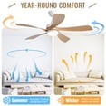 thumbnail image 3 of Sofucor 52 Inch Ceiling Fans with Lights and Remote, Outdoor Ceiling Fan with Light 6-Speed 3 CCT 3-Timer, Low Profile Ceiling Fan 5 Blade Noiseless Reversible DC Motor for Living Room Bedroom Patio, 3 of 13