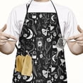 thumbnail image 2 of Black Gothic Moon Card Moth Pattern Apron-Garden Aprons for Women with Pockets-Cotton Linen Waterproof Kitchen Cooking Gardening Aprons Adjustable for Kitchen,Cooking,BBQ and Salon 33x27 Inch, 2 of 7