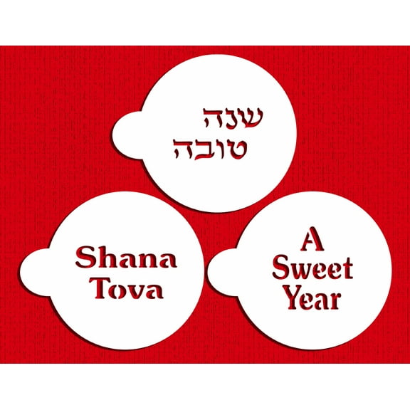 Designer Stencils Shana Tova Cake Stencil, Beige/semi-transparent