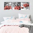 thumbnail image 4 of Rose Gold Wall Art Pink Flower Walls Decor for Girls Bedroom Black and White Floral Canvas Prints Picture Painting Home on Sets 3 Pcs Modern Bathroom Artwork Accessories Valentine Gift 12x12", 4 of 6