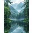 thumbnail image 1 of Qisvanset Framed Canvas Wall Art 12x16 Inch Emerald Mountain Forest Lake Modern Nature Art, 1 of 5