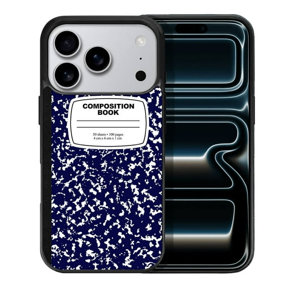 WIRESTER Shockproof Soft Rubber Cover Case for Apple iPhone 17 Pro 6.3" 2025, Blue Composition Book