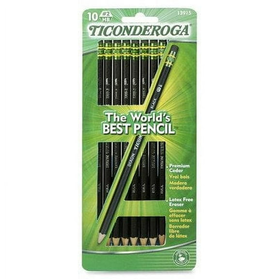 Dixon Ticonderoga #2 Pencils, Pre-Sharpened, Box of 10, Black (Pack of 2)