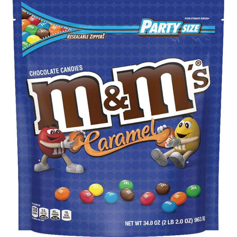 M&M'S Caramel Milk Chocolate Candy, Party Size, 34 oz Bag, Packaged Candy