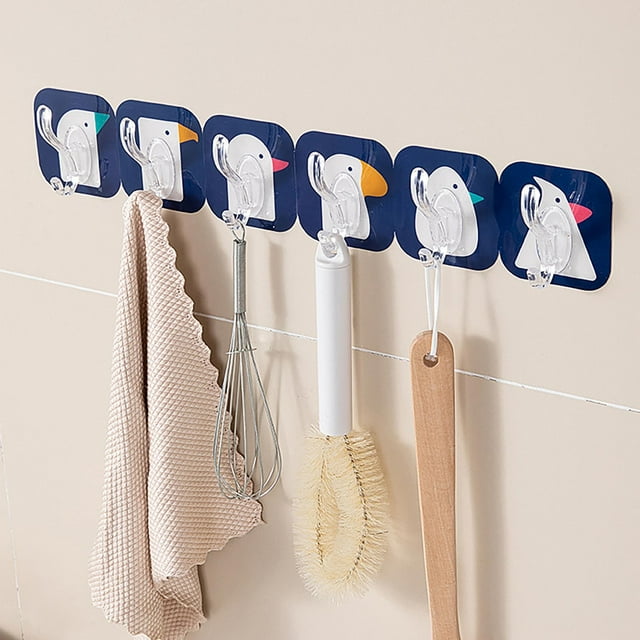 Iumwxz hangers Cutable Hook Punching Strong Adhesive Bathroom Wall Hanging Wall Seamless Door Back Hook Kitchen Sticker hooks holder Blue PVC up to 50% Off