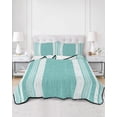 thumbnail image 2 of Full Size Quilt Bedding Set, Vintage Turquoise Striped Reversible Summer Quilt 3 Pieces, Farmhouse Modern Stripes Boho Texture Lightweight Bedspreads Coverlets with 2 Pillow Shams for All Seasons, 2 of 5