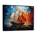 thumbnail image 2 of Designart "Boat Abstract Maritime Euphony I" Boat Floater Framed Wall Art Print, 2 of 7