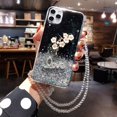 thumbnail image 1 of Funda de teléfono con cordón de cristal para IPhone, flores 3D, funda de estrella brillante para IPhone 13, 11, 12 Pro Max, XR, X, XS, 7, 8, 14 Plus Fivean unisex, 1 of 2