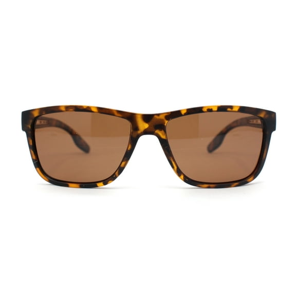 Mens Polarized Antiglare Rectangular Sport Horn Rim Agent Sunglasses Tortoise - Brown