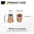 thumbnail image 2 of 38 Pcs Threaded Inserts for Wood, Zinc Alloy M6 Thread Inserts Nuts 13mm Length, 2 of 6