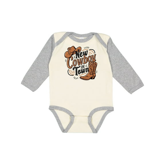 Inktastic I'm a New Cowboy in Town Boys or Girls Long Sleeve Baby Bodysuit