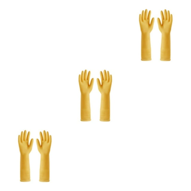 Inteprter 2X guantes de goma utensilio de cocina herramienta de jardinería extensión práctico impermeable multiusos guante de amarillo Type1 NO1