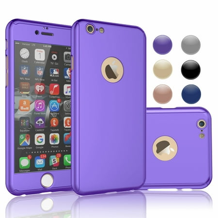 Apple iPhone 6 Case, Case For iPhone 6, iPhone 6 Screen Protector, Njjex Thin Premium Dual Layer Hard Case For iPhone 6 with Tempered Glass Screen Protector For iPhone 6 4.7" -Solid Purple