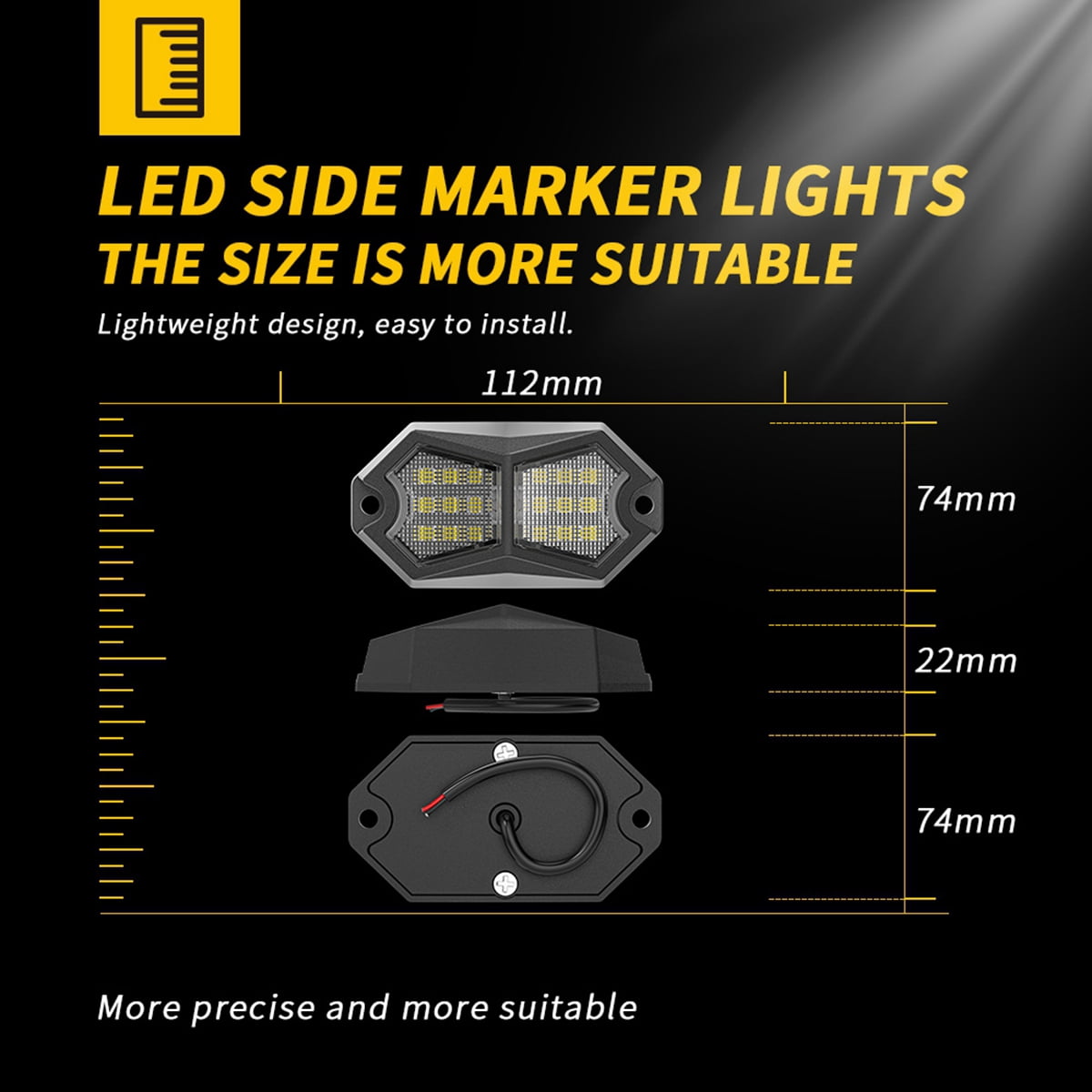 HUOEPU 210 Degree Wide Angle Rock Lights, 24 SMD Chip Super Bright LED Pods with 4 Meters Cable, IP67 Waterproof Off Road Lights for Trucks Jeep UTV ATV Boat