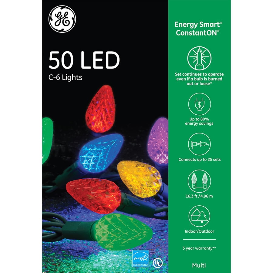 GE Energy Smart 50Count 16.3ft Constant Multicolor C6 LED PlugIn
