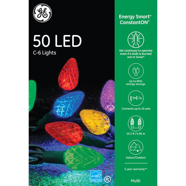 GE Energy Smart 50Count 16.3ft Constant Multicolor C6 LED PlugIn