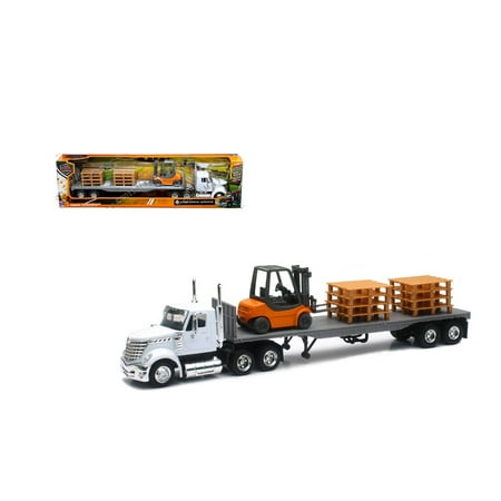 NEWRAY 1:43 LONG HAUL TRUCKER - INTERNATIONAL LONESTAR FLATBED WITH FORKLIFT AND PALLETS